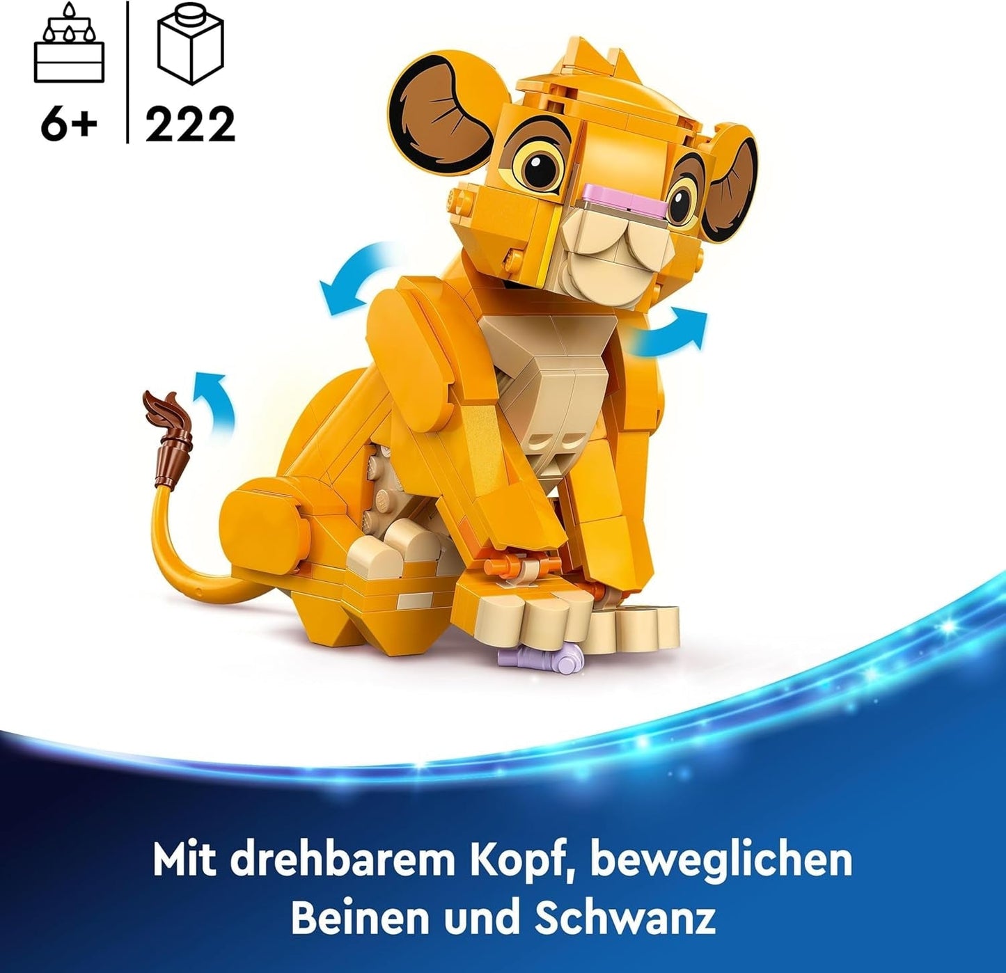 LEGO Ç€ Disney Simba, løvernes kongens unge, byggelegetøj til børn, fantasilegesæt med løvefiguren, fed gaveide til piger og drenge fra 6 år, børnelegetøj 43243 Byggesæt Beuche den LEGO-Store
