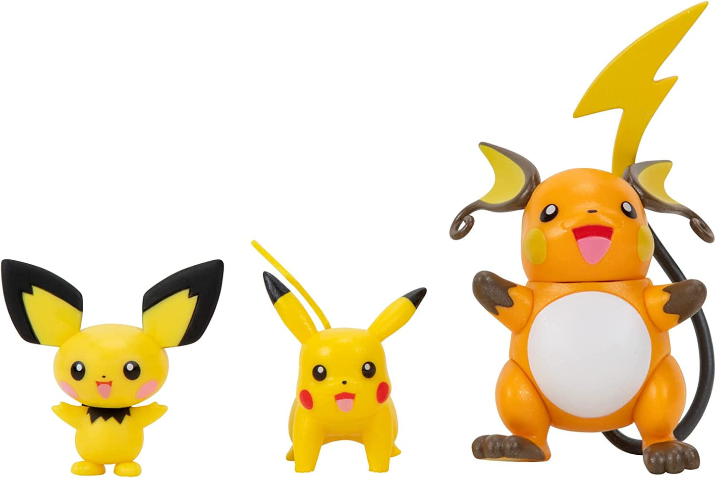 Pokemon PKW2778 Select 3-Pack med Pichu og Pikachu og 7,6 cm Raichu Battle Figures Evolution Multipack Style 2 Action Figures Naty Shop Multipack - Pichu, Pikachu, Raichu