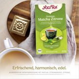 Yogi te - Matcha grøn te med citron, økologisk urte-ayurvedisk grøn te, blanding af grøn te, Matcha, citrongræs og lime, Yogi te 6-pak, 6x17 teposer (i alt 102 teposer)