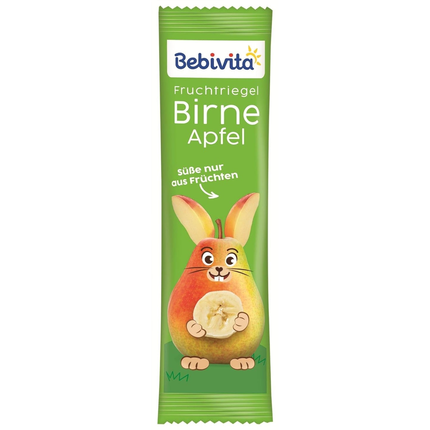 Pære-æble frugtbarer (20 x 25 g), kun sødet med frugt, perfekt snack mellem måltiderne, tilberedt af strengt kontrollerede og udvalgte ingredienser.