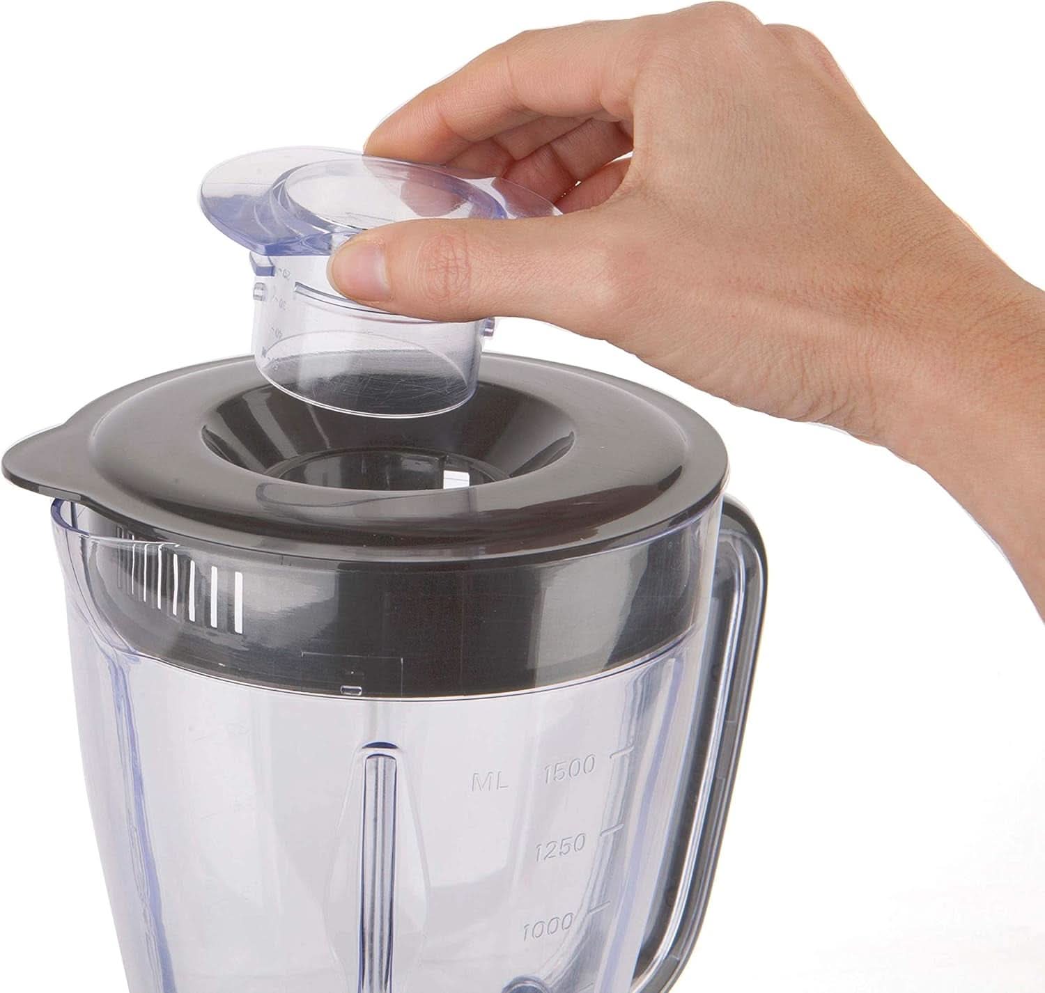 BLACK+DECKER Stand mixer | 500W | 2 hastigheder | Pulsfunktion | Glaskrug | 1,5L | Edelstahlmesser Mit 4 Klingen | Herausnehmbar Und Leicht Zu Reinigen | Weiß Und Grau Kitchen Naty Shop