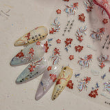 JMEOWIO 3D Nagelsticker Koi Fisch Nail Art Sticker Selbstklebend Nagelaufkleber 5D Stereoskopisk Dekoration Nageldesign Tilbehør 1 Blatt