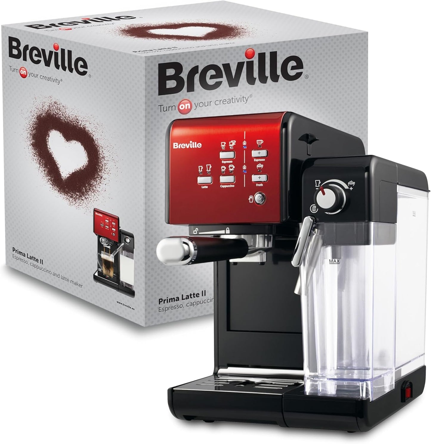 Espresso Breville Prima Latte II | Latte og cappuccino maskine | Professionel pumpe med 15 bar og mælkeskummer | Sølv [VCF108X]