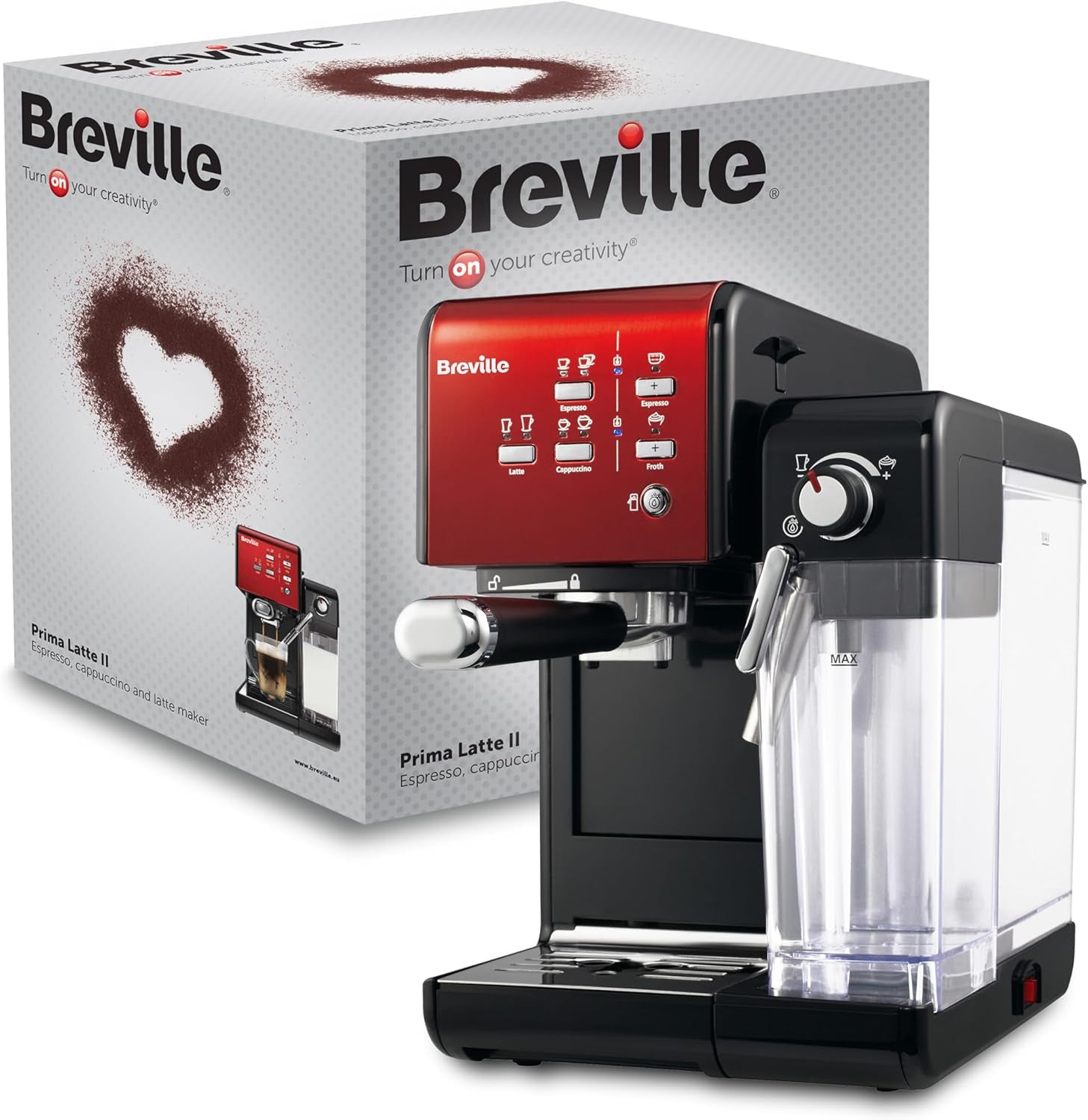 Espresso Breville Prima Latte II | Latte og cappuccino maskine | Professionel pumpe med 15 bar og mælkeskummer | Sølv [VCF108X]