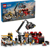 LEGO City skrotplads med biler - legetøj med skrotpresse og kran, 2 legetøjsbiler, 4 arbejderminifigurer og kontorbygning - fødselsdagsgaver til drenge og piger fra 8 år og opefter 60472 Byggesæt Beuche den LEGO-Store Standardtitel