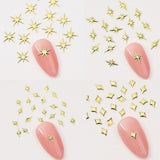 120 stk Guld-Sølv Stjerne Nail Charms Star Y2K Nails Metal Star Nail Charms Blandede størrelser Negleskruer Star Nail Design Nail Art 3D Star Charms Negledekoration Negle Charms Negletilbehør