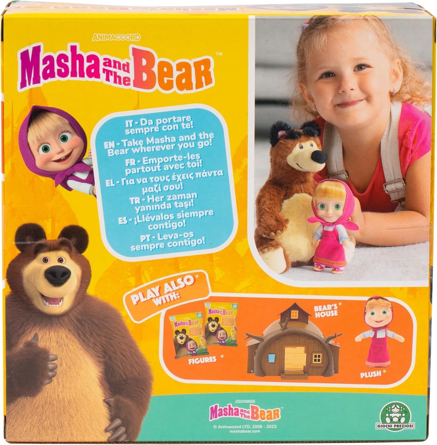 Masha og Michka 12 cm Masha dukke og 20 cm Bärka plyslegetøj til børn fra 3 år og op MHA21
