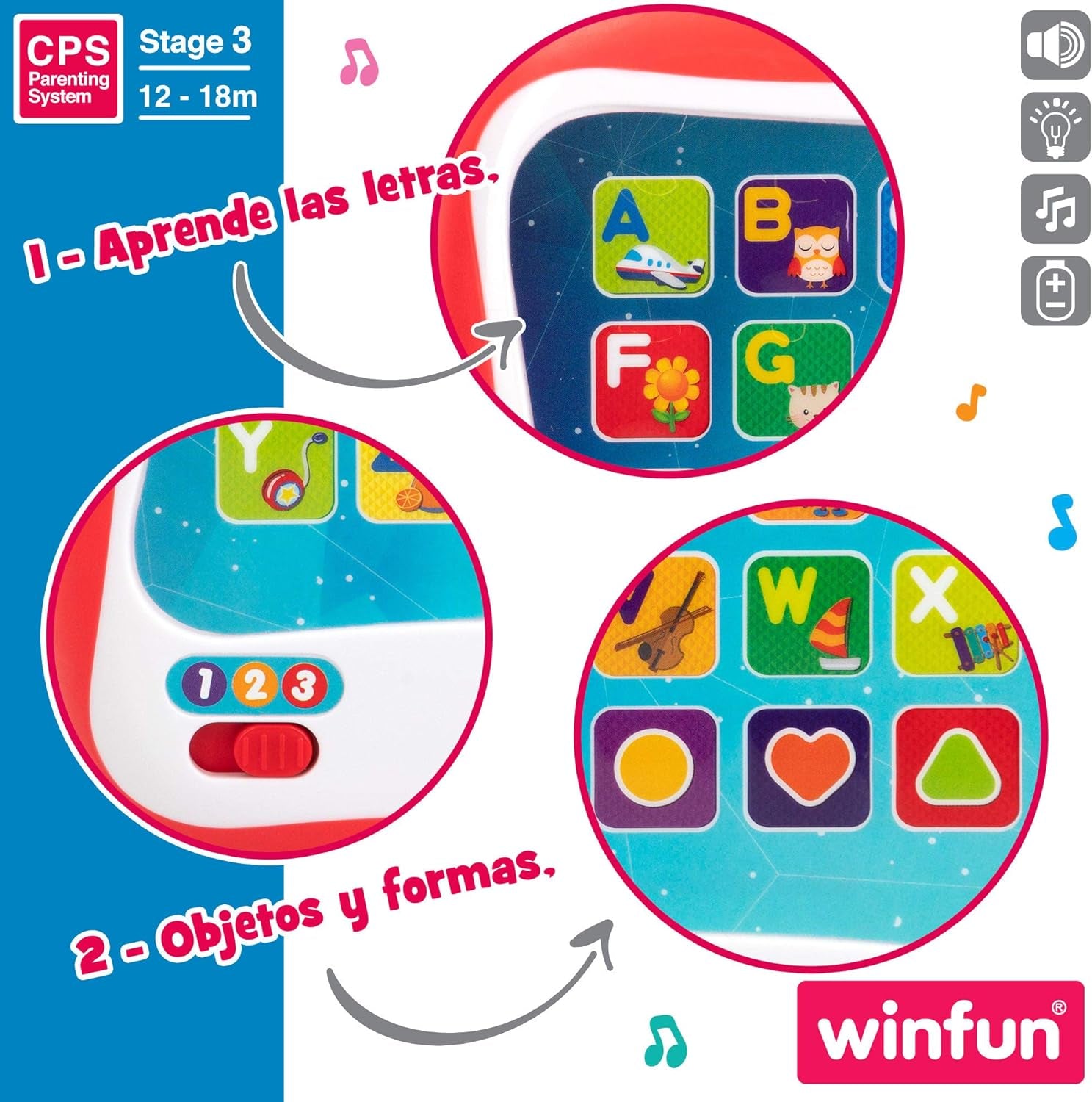 winfun ColorBaby 44256 Læringsbakke med lys og lyd Babylegetøj Naty Shop