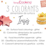 Scrapcooking - Sæt med 3 metallisk madfarve - Madfarve: guld, rosaguld og rubin - spiselig madfarve til bagning, kager, småkager, kager, chokolade - 4019