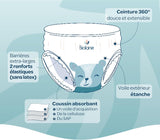 BIOLANE - Korte bleer - Størrelse 5 (12-18 kg) - 12 timers tæthed - 1 måneds pakke - 120 bleer - økologisk