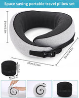 Flynakkepude, Memory Foam Rejsepude, Voksen Nakkepude, Justerbar vaskbar Flypude, Ergonomisk rejsepude (grå) Cervikale ortopædiske puder Naty Shop
