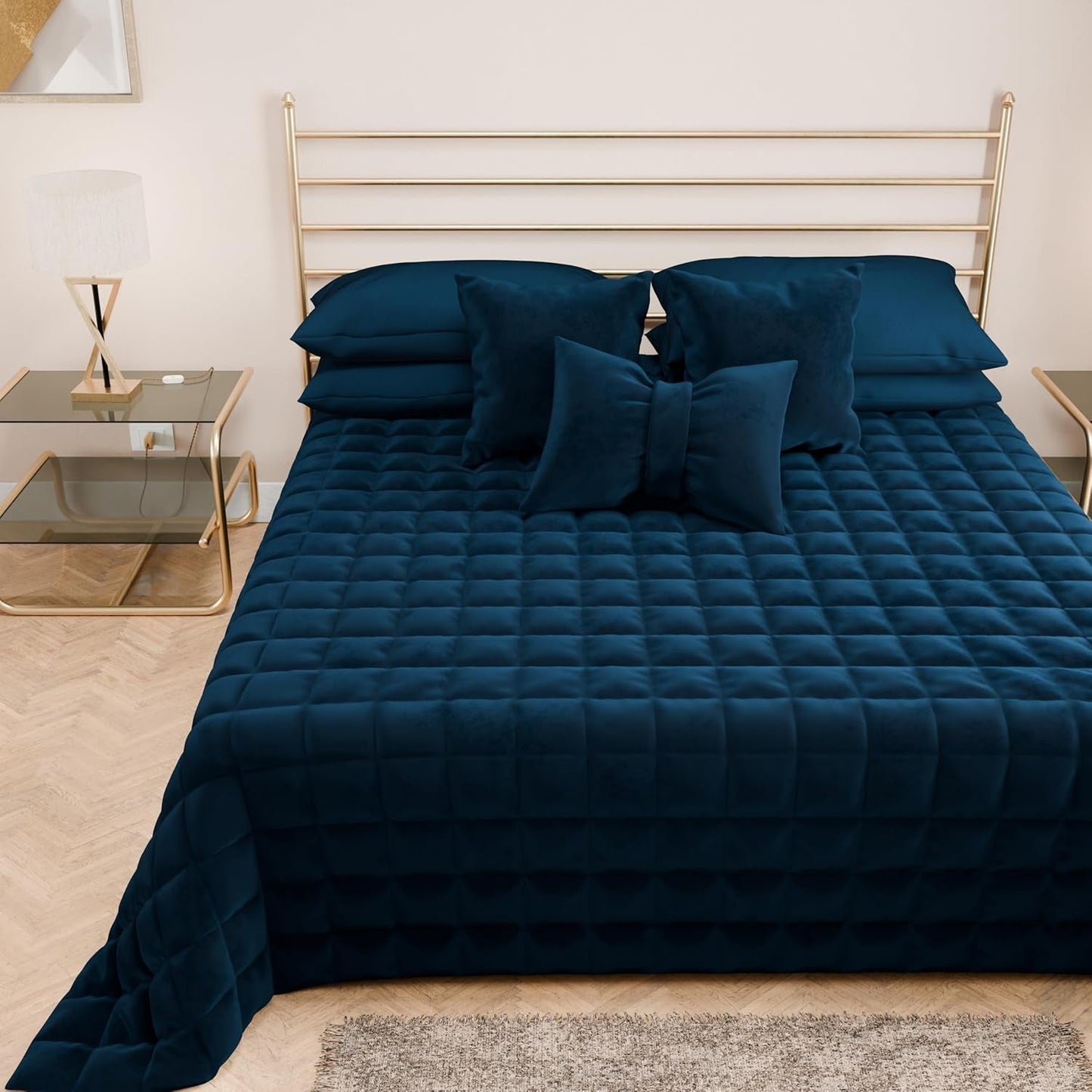 PETTI Artigiani Italiani - Enkeltsengsbetræk, dobbeltsidet betræk, springbetræk, midnatsblå, hvid, 100% Made in Italy Dyner og dyner Naty Shop Blue Una Piazza E Mezza