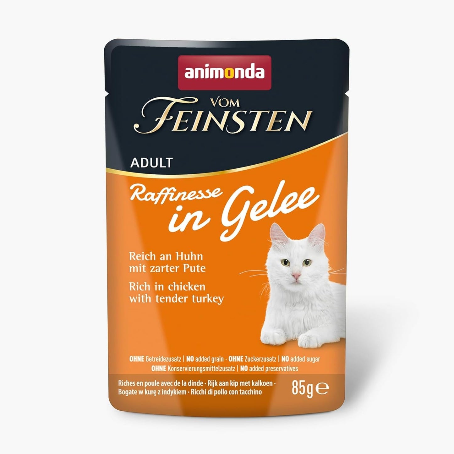 animonda Vom Feinsten Adult Raffinesse Katzenfutter in Gelee, Mixpack vom Land (12 x 85 g), Nassfutter mit Taurin og Vitamin D3, ohne Zusatz von Zucker, Soja og Getreide
