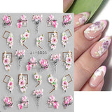 JMEOWIO 3D Nagelsticker Frühling Blume Nail Art Sticker Selbstklebend Nagelaufkleber 5D Stereoskopisk Blumen Dekoration Nageldesign Tilbehør 4 Blatt