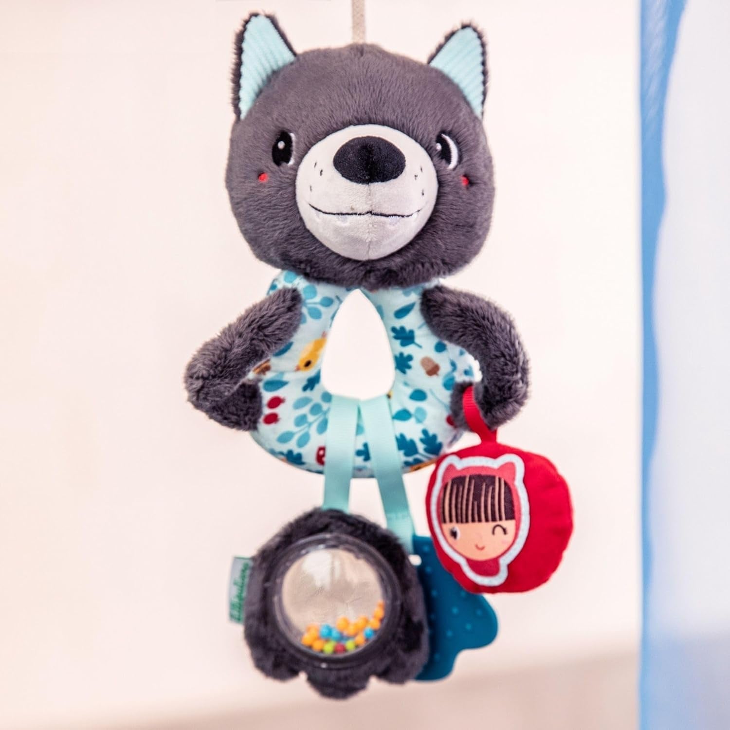 Lilliputiens - Louis the Wolf multiaktivitetsringe - Rangle til babyer med lyde, teksturer og farver - Let at fange - Stimulerer sanserne og fremmer motorikken - Fra 3 måneder - 83505 Jucarii Bebe Naty Shop