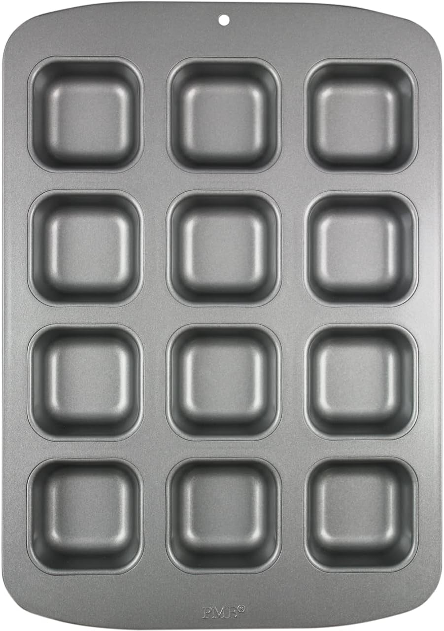 CSB106 Quadratische Antihaftbeschichtete Backform Mit 12 Minilöchern Aus Karbonstahl, Edelstahl, Sølv, 37,3 X 26,1 X 3,1 Cm Forme og bakker til bagning Naty Shop