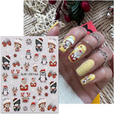 JMEOWIO 3D Nagelsticker Weihnachten Glitzer Nail Art Sticker Selbstklebend Nagelaufkleber 5D Stereoskopisk Schneeflocke Winterurlaub Süß Dekoration Nageldesign Zubehör 4 Blatt