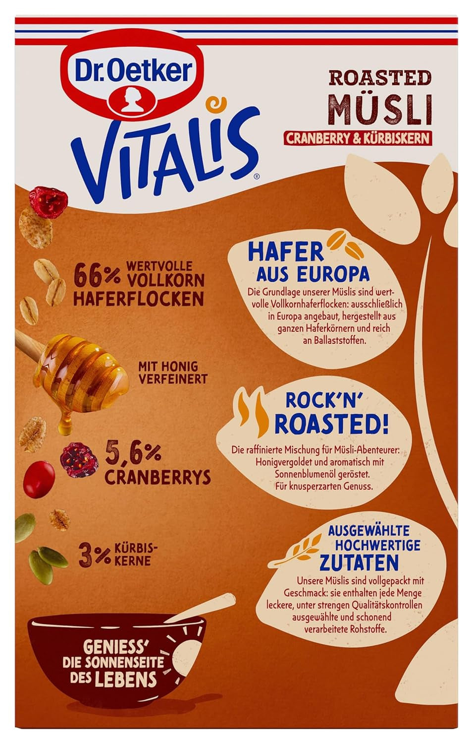 Dr. Oetker Vitalis ristet müsli med tranebær og græskarfrø: ristet müsli med tørrede tranebær, pakke med 8 (8 x 501 g)