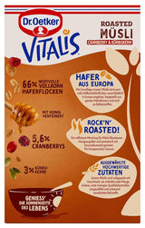 Dr. Oetker Vitalis ristet müsli med tranebær og græskarfrø: ristet müsli med tørrede tranebær, pakke med 8 (8 x 501 g)