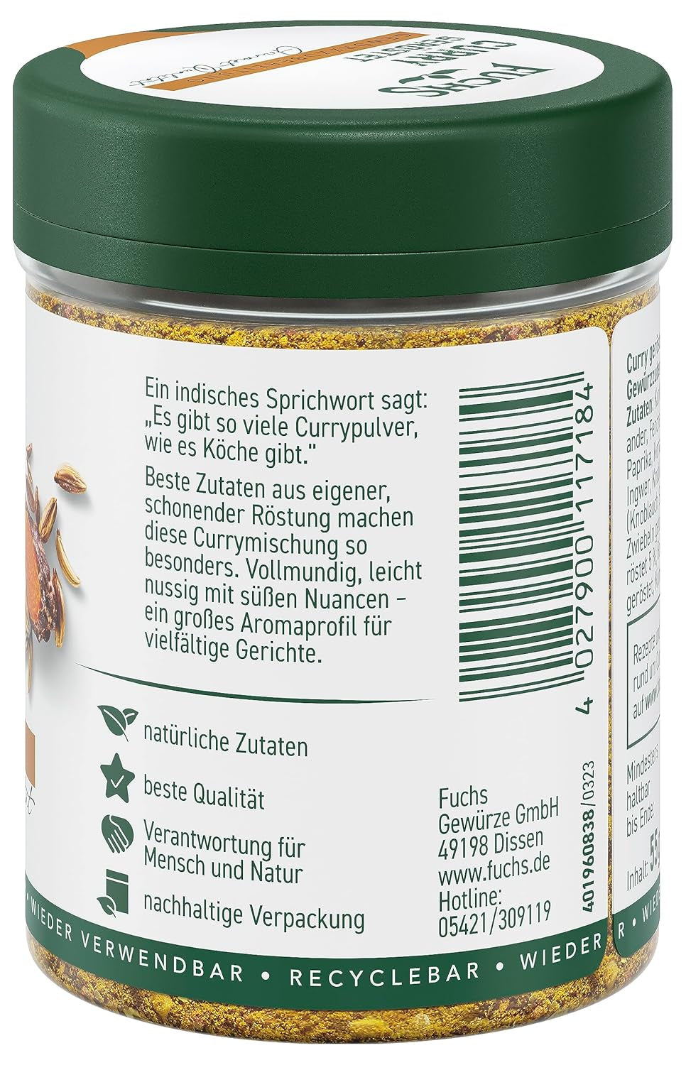 Fuchs Gewürze Karry, ristet, 55 g