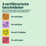 Amazon kornfri våd kattefoder til voksne katte Kødudvalg i bouillon 4,76 kg 56 pakker á 85 g (tidligere livslang)