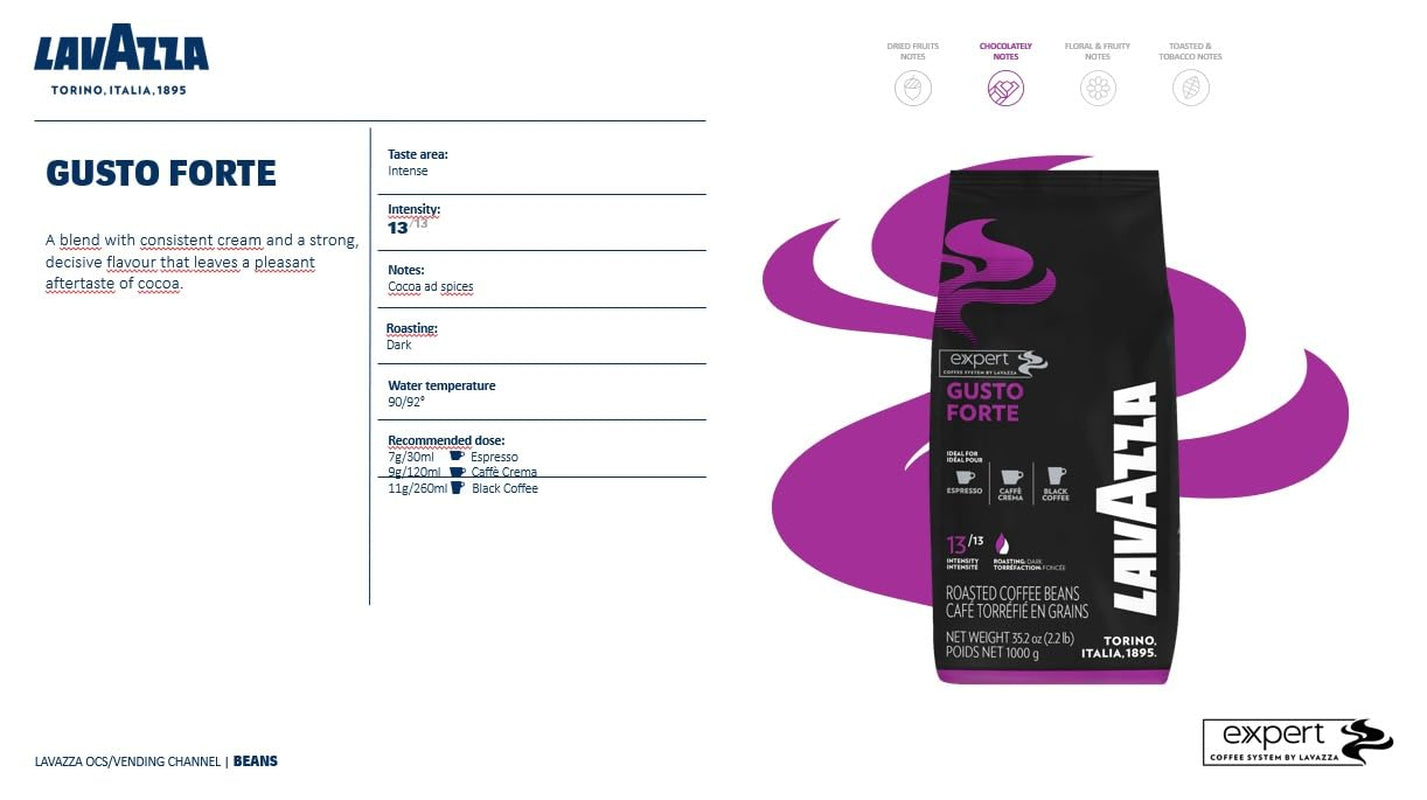 Lavazza Expert Gusto Forte Espresso - 1 kg ganze Kaffee-Bohne, 100% Robusta