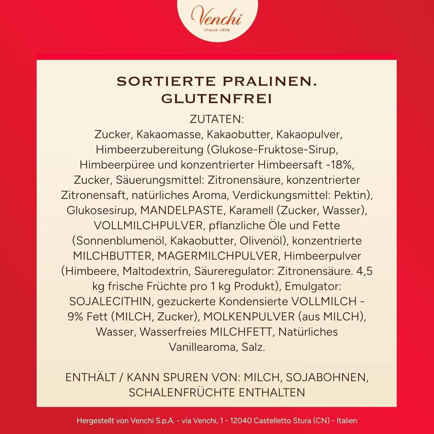 Venchi - æske med 9 forskellige chokolader, 175 g, glutenfri, ingen kunstige farver eller konserveringsmidler, gaveidé til Valentinsdag