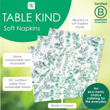 Taleborde Bord Kind Engangsservietter Blødt papirservietter Grønne blade Bryllup eller daglig brug Miljøvenlig komposterbar Genanvendelig Lavet i EU 2