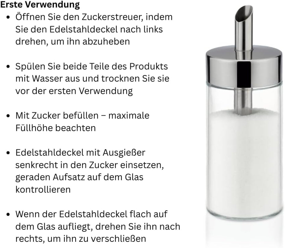Tescoma glasryster, børstet rustfrit stål, ideel til hvidt/brunt sukker, 225 ml