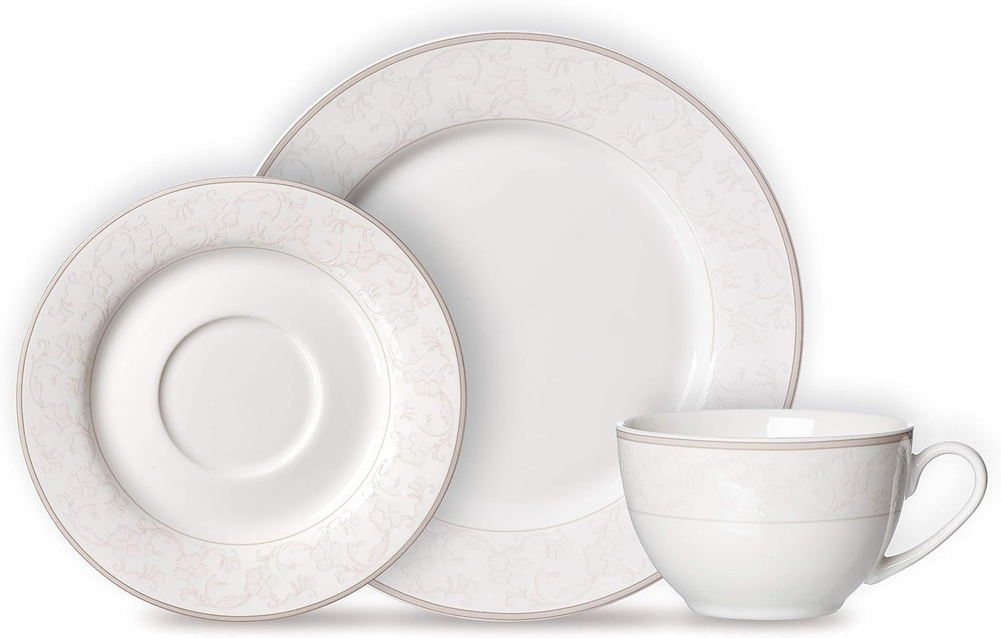 Ritzenhoff & Breker Isabella kaffestel, 18 stykker, fint porcelæn, hvid med ornamenter, 37 x 26 x 25 cm