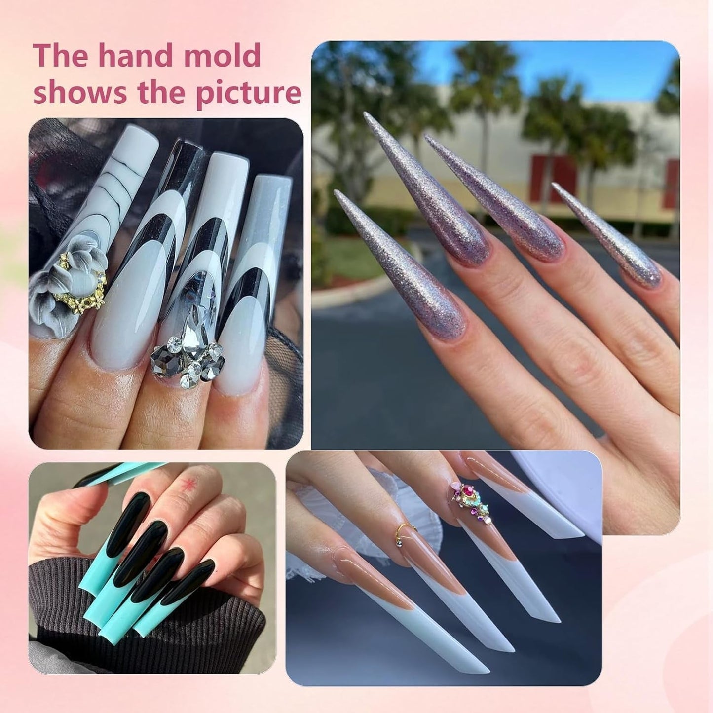 288 Dual Nail Forms Sæt, Dual Shape Nail Art Sæt, 12 Nail Extension Forms, Gel Nail Forms, Velegnet til begyndere og manicure