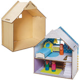 Baker Ross FN199 Wooden Dollhouse Kit - 1-Pack, Kids Dollhouse Kit, Craft Kit Dukkehuse Naty Shop Standardtitel