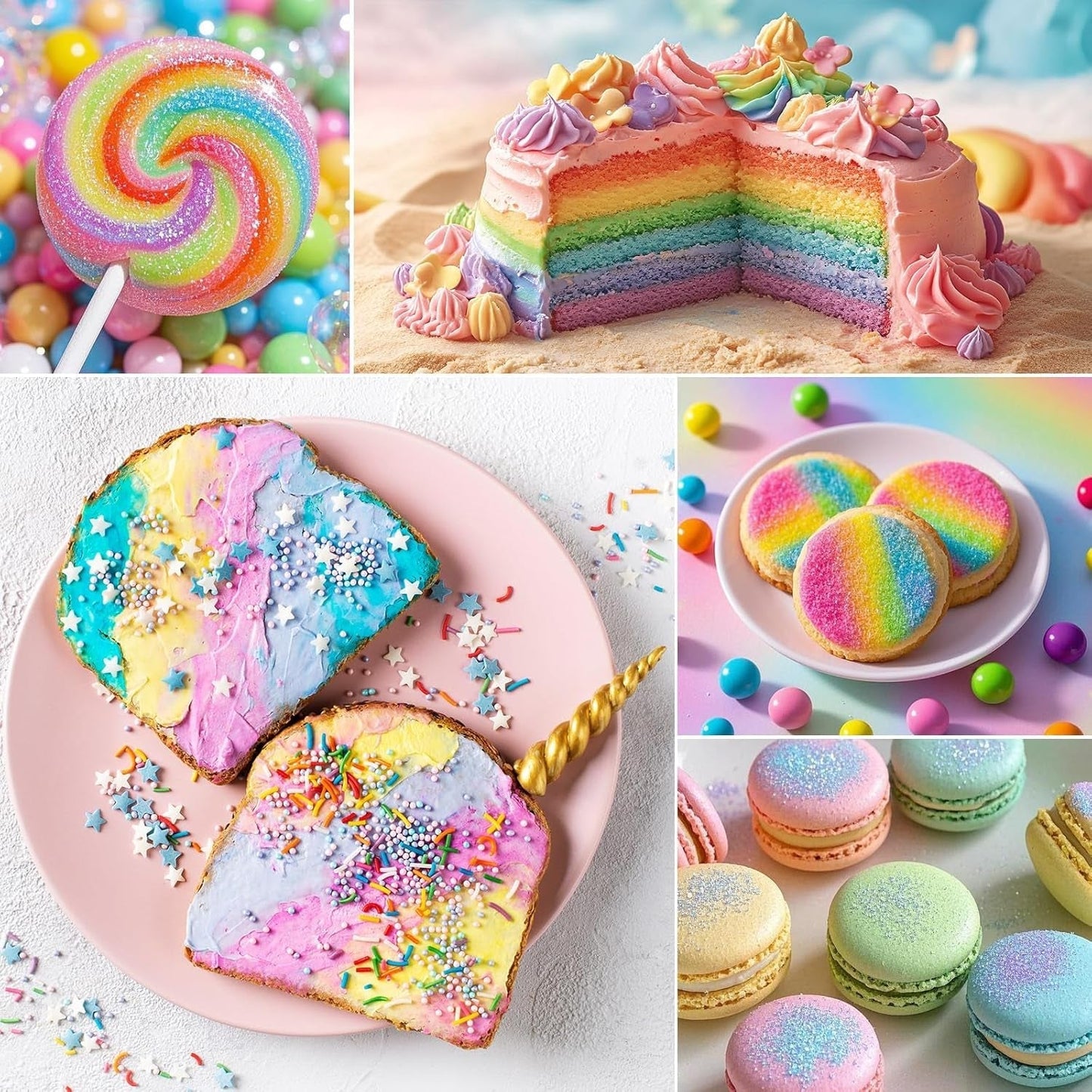Spiselig glitter - 6G madfarvepulver til chokolade, jordbær, muffins, kager, fondant (guld)