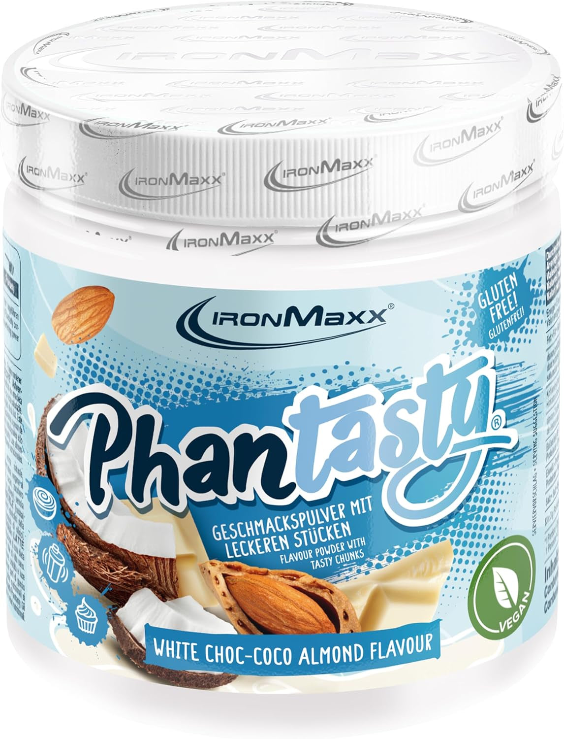 Ironmaxx Phantasty - Creamy Peach 250G Dose | Vegansk Geschmackspulver Mit Echten Frucht- Oder Nussstückchen | Perfekter Zuckerersatz Sweeteners Naty Shop 250 G (1Er Pack) Hvid Choc – Coco Mandel