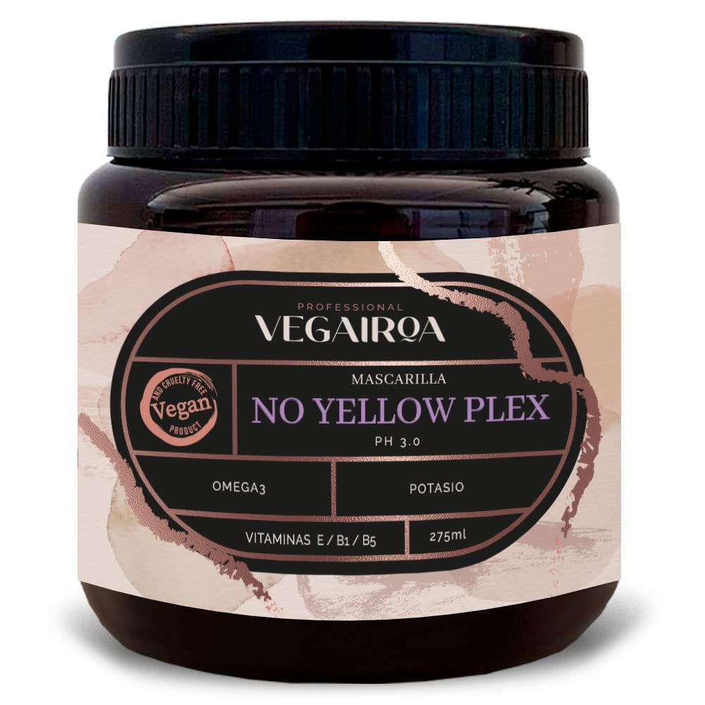 VEGAIROA - No Yellow Plex Mask - Neutraliserende maske til gule og orange toner - Fugtgivende pleje - Lilla pigment - Professionelt vegansk hårprodukt - 275g Naty Shop hårmaske Standard titel