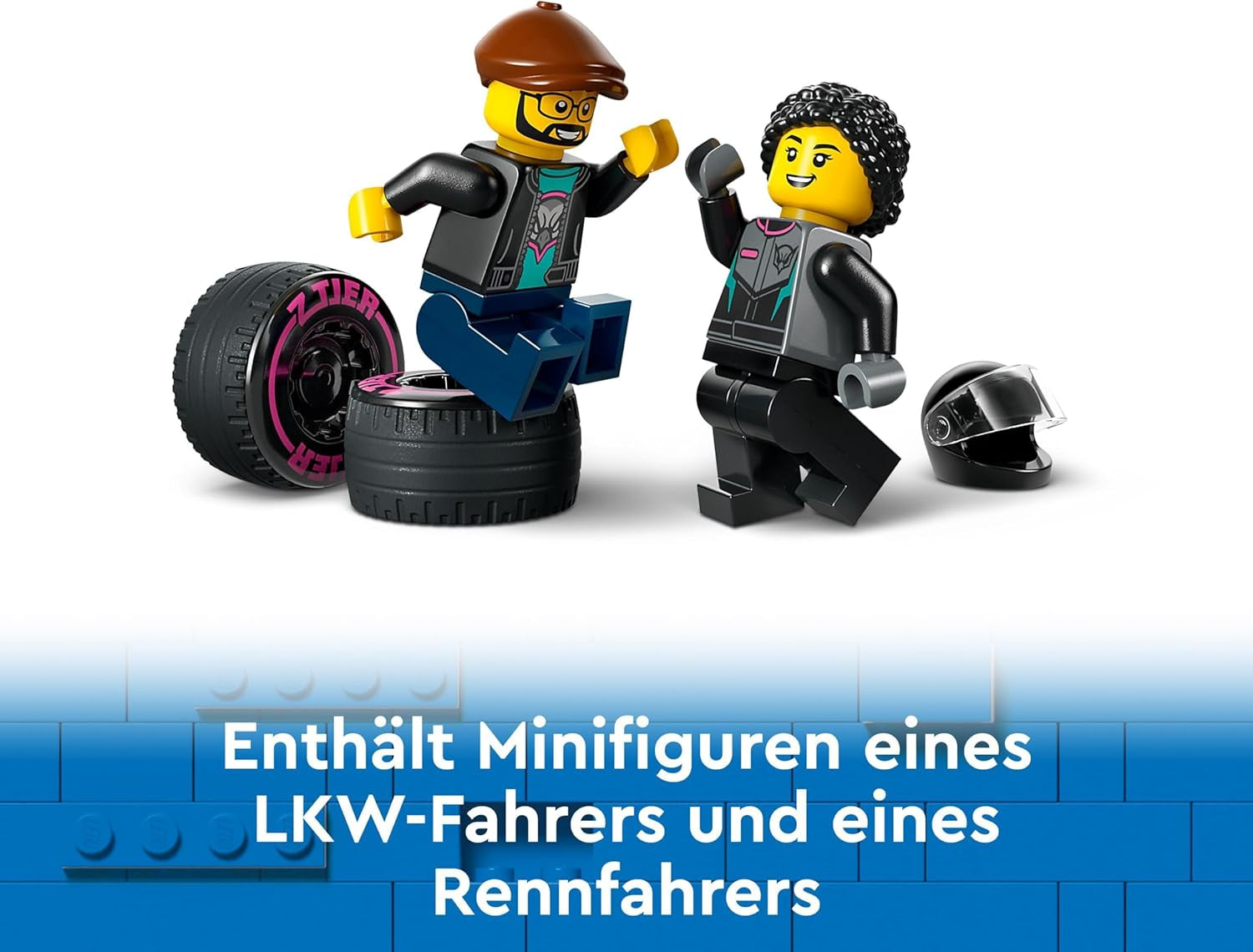 LEGO City Car Transporter med racerbil, legetøjslastbil med justerbar læsserampe og racerbil, byggesæt med 2 minifigurer, racerkører og lastbilchauffør, til børn fra 6 år 60406 Byggesæt Besuche den LEGO-Store