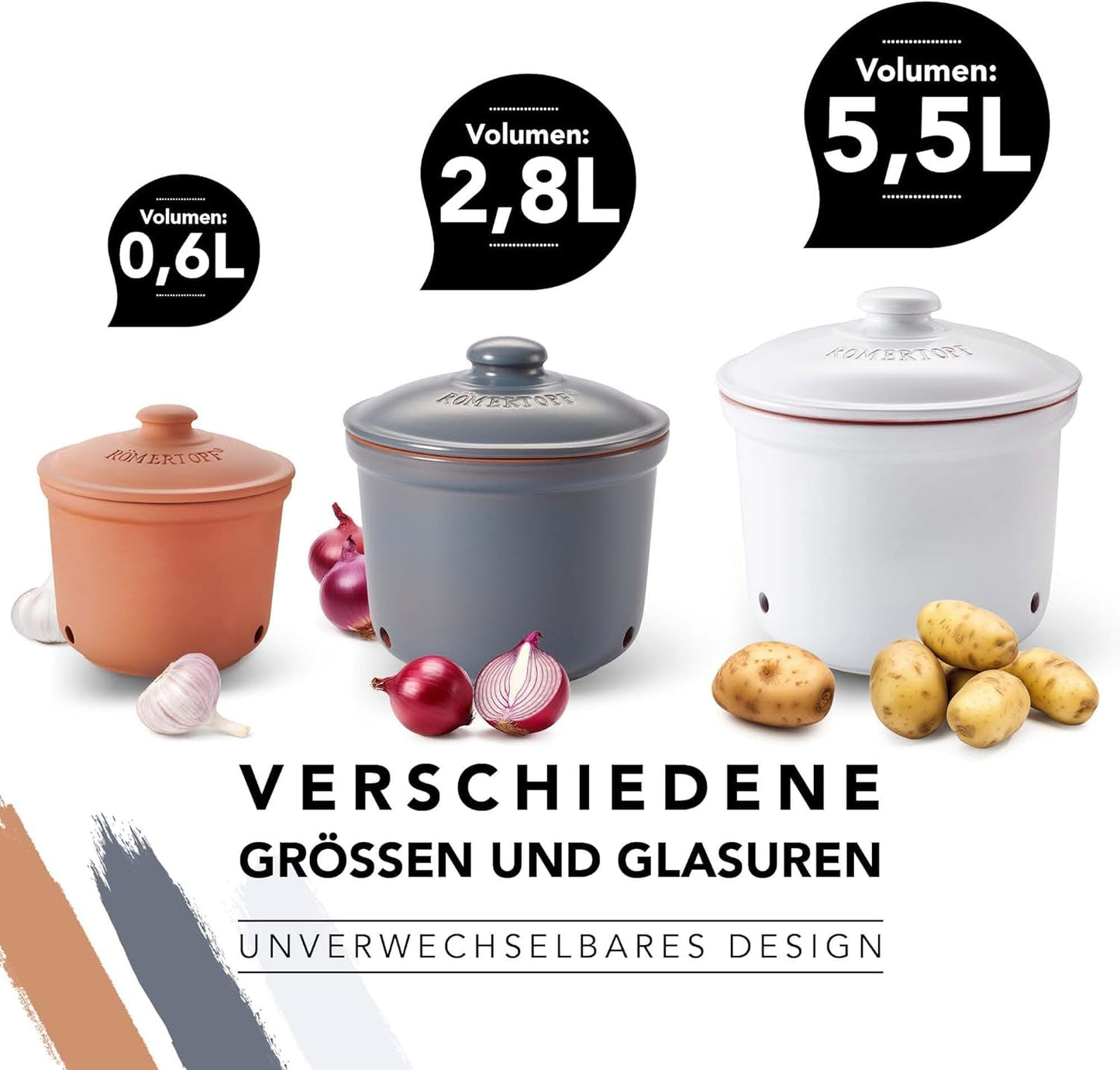 Römertopf hvidløgsgryde frisk gryde lavet af naturligt ler for en lang holdbarhed af fødevarer såsom hvidløg Ø 12,5 cm hvide Fødevarekasser Naty Shop