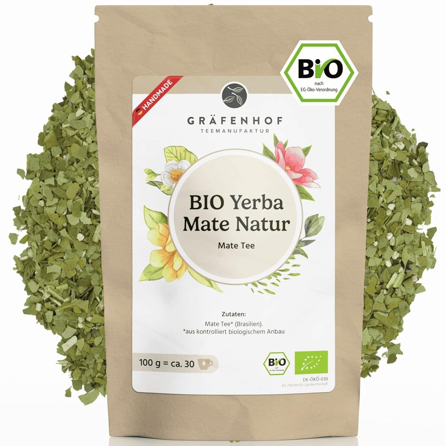 Økologisk Yerba Mate Tea Den originale 1 kg Loose Mate Tea Høj Koffein Uristet Lufttørret Lab Testet Mate Blade pakket i Tyskland Premium kvalitet Gräfenhof