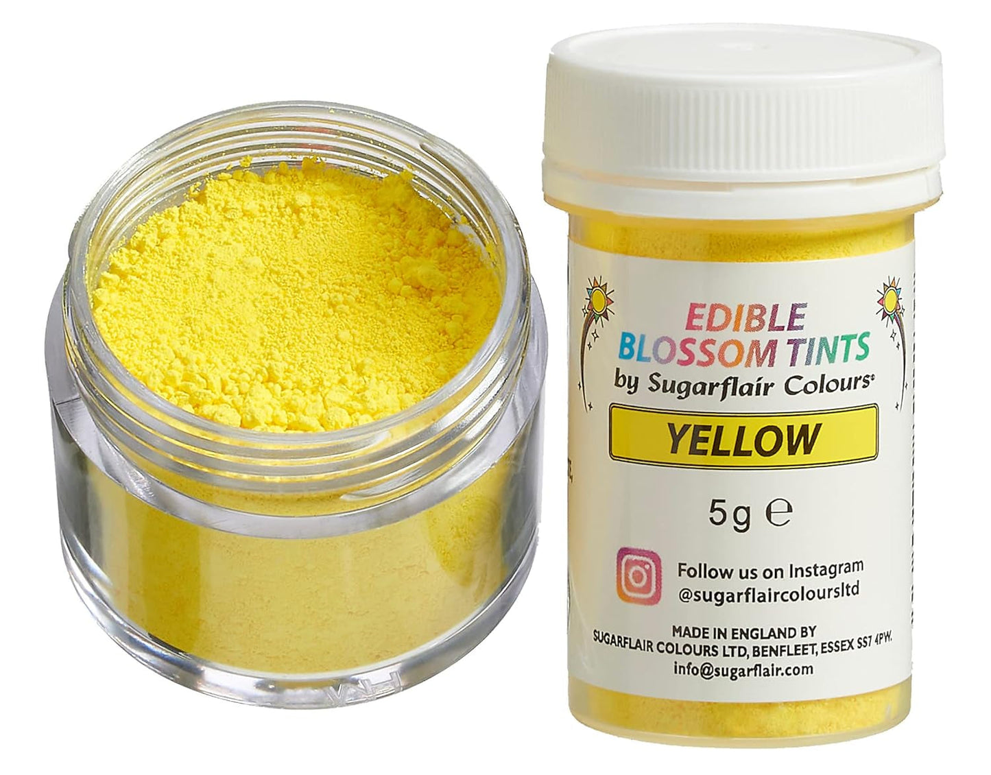 Sugarflair Blossom Tint Dust Yellow Food Coloring Powder - Fødevarefarvepulver til kagedekoration, sukkerpasta, fondant, glasur, chokolade, smørcreme, macarons og mere - 5G