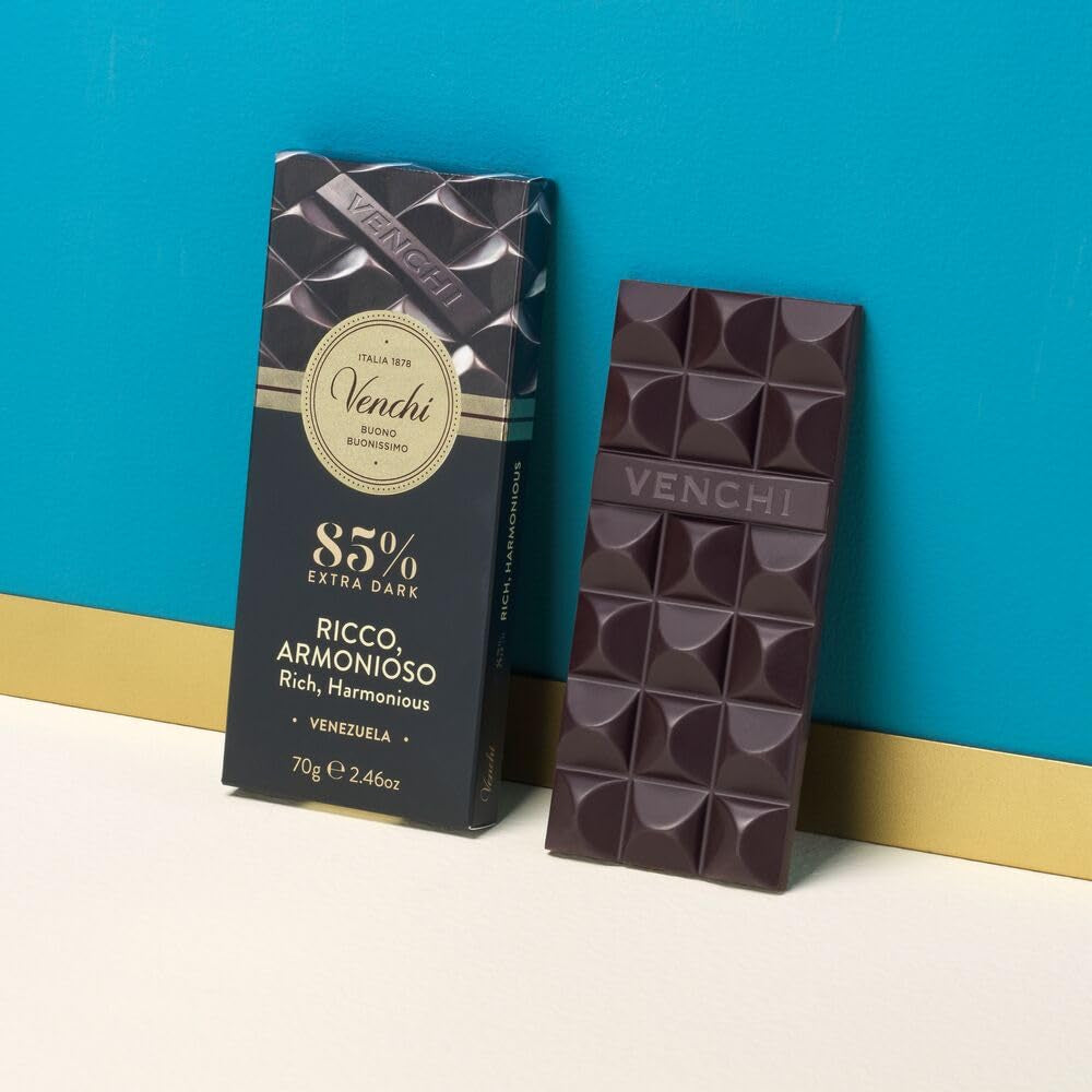 Venchi - Chokoladebar 85%, 70g - Med sprøde ristede kakaobønner - Glutenfri - Vegansk