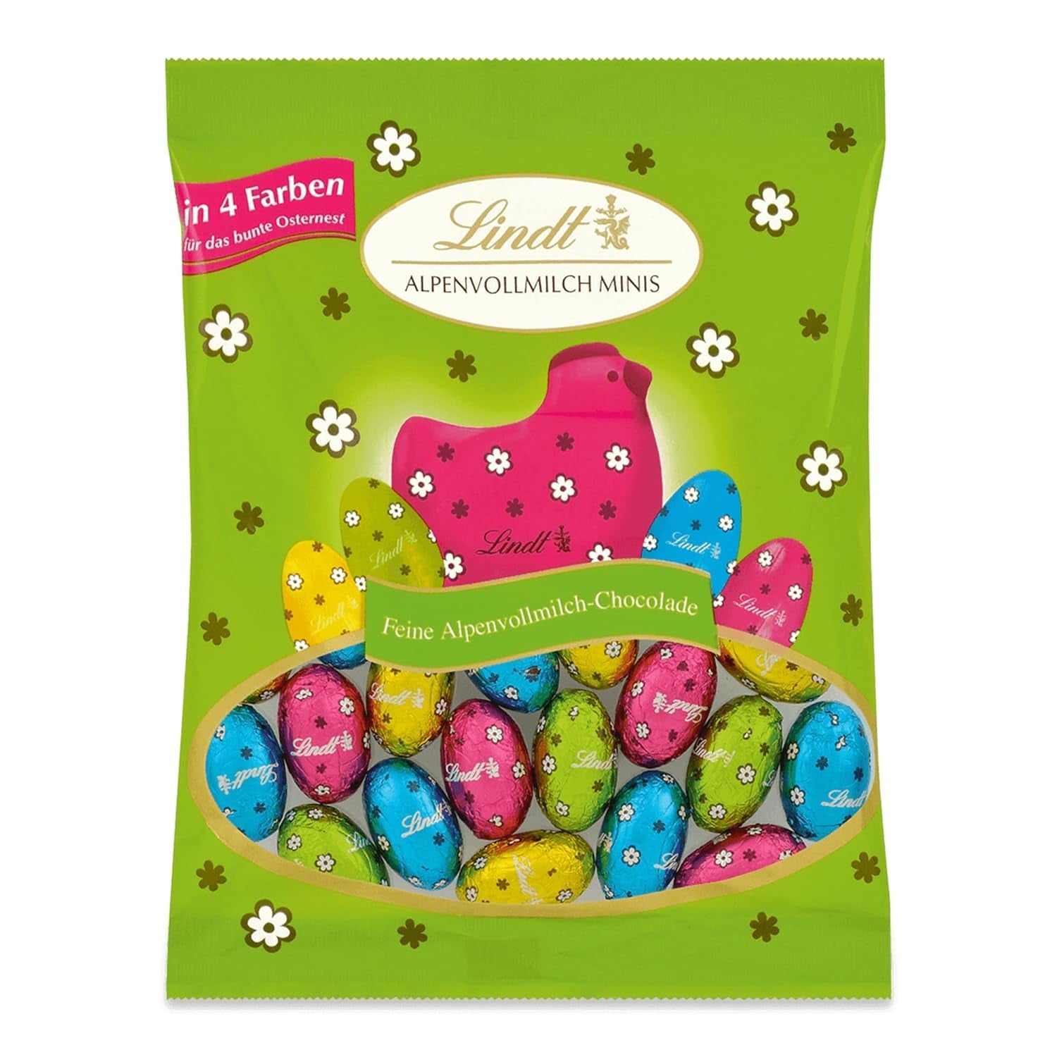 Mini Lindt mælkechokoladeæg til chokoladedekorationer | 2 poser x 180g | Premium mælkechokoladeæg, muntert og farverigt pakket i fire farver til påske | Påskechokolade | Chokolade gave
