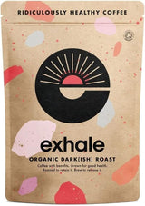 EXHALE Bio GANZE BOHNEN – Dunkel Gerösteter Kaffee – 450g Packung – Mykotoxinfrei & Geeignet für Bulletproof Coffee – Single Origin og 100% Arabica Bohnen