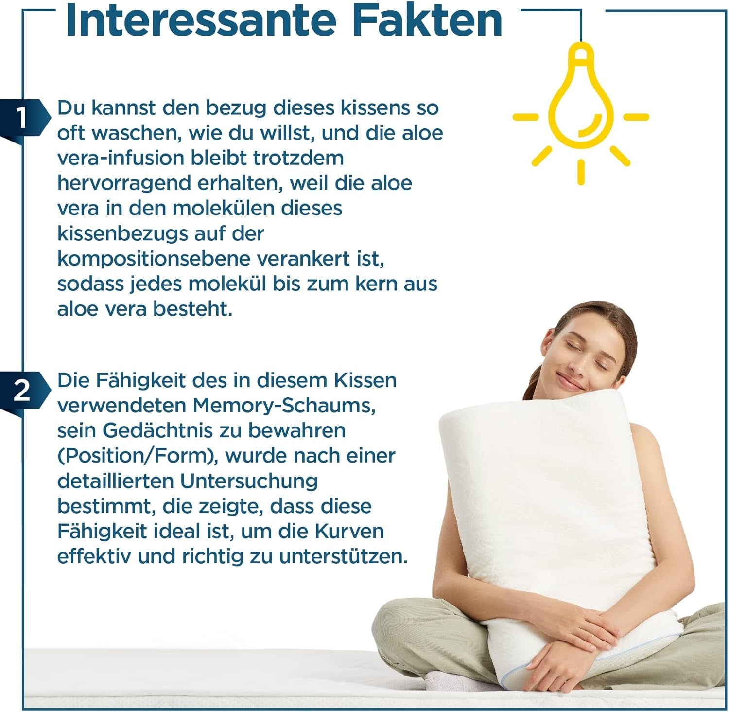 ORTHOVERSE ortopædisk pude - nakkestøttepude, sovepude, pude, memory foam pude, pude, nakkesmerter pude - højdejusterbar, aloe vera betræk, lægehjælp Naty Shop Cervical Ortopædiske puder