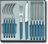 VICTORINOX moderne schweizisk bestiksæt til 6 personer, 12 dele køkken Naty Shop Blue