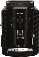KRUPS Arabica Picto automatisk espressomaskine, kompakt design, nem at bruge, intuitiv justerbar drejekontrol, mælkeskummer, 2-kops funktion, espressomaskine, sort, EA810870