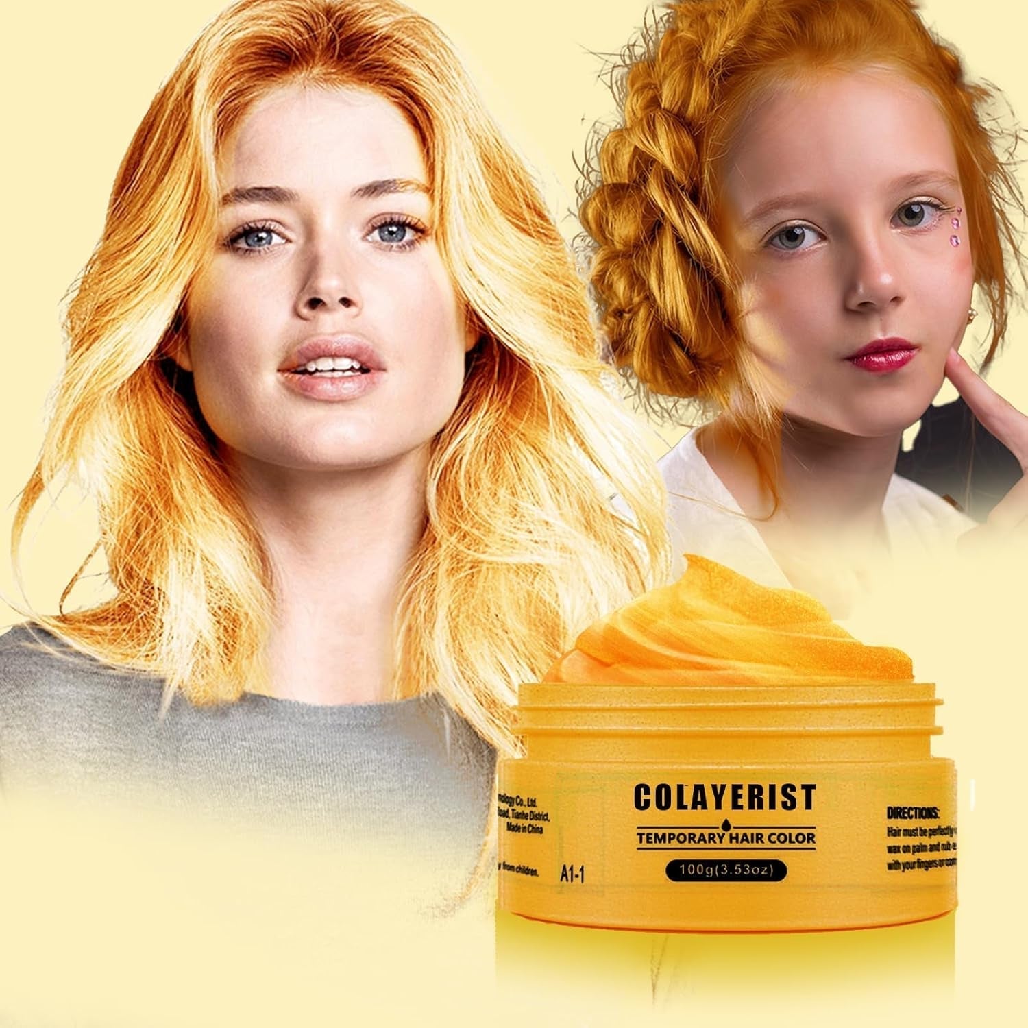 COLAYERIST Midlertidig vaskbar sort hårfarve Hårfarvevoks til mænd og kvinder Hårmascara til fest eller cosplay rod-fri hårfarveprodukter Hårfarve Naty Shop Guld