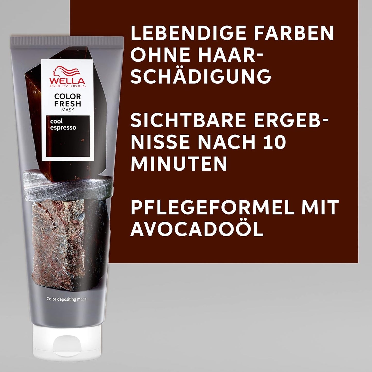 Wella Professionals Color Fresh Mask Cool Espresso - behandling for at genoplive og ændre hårfarve - nærende nuance med avocadoolie - til sort og sort hår - 150 ml Naty Shop Hair Mask