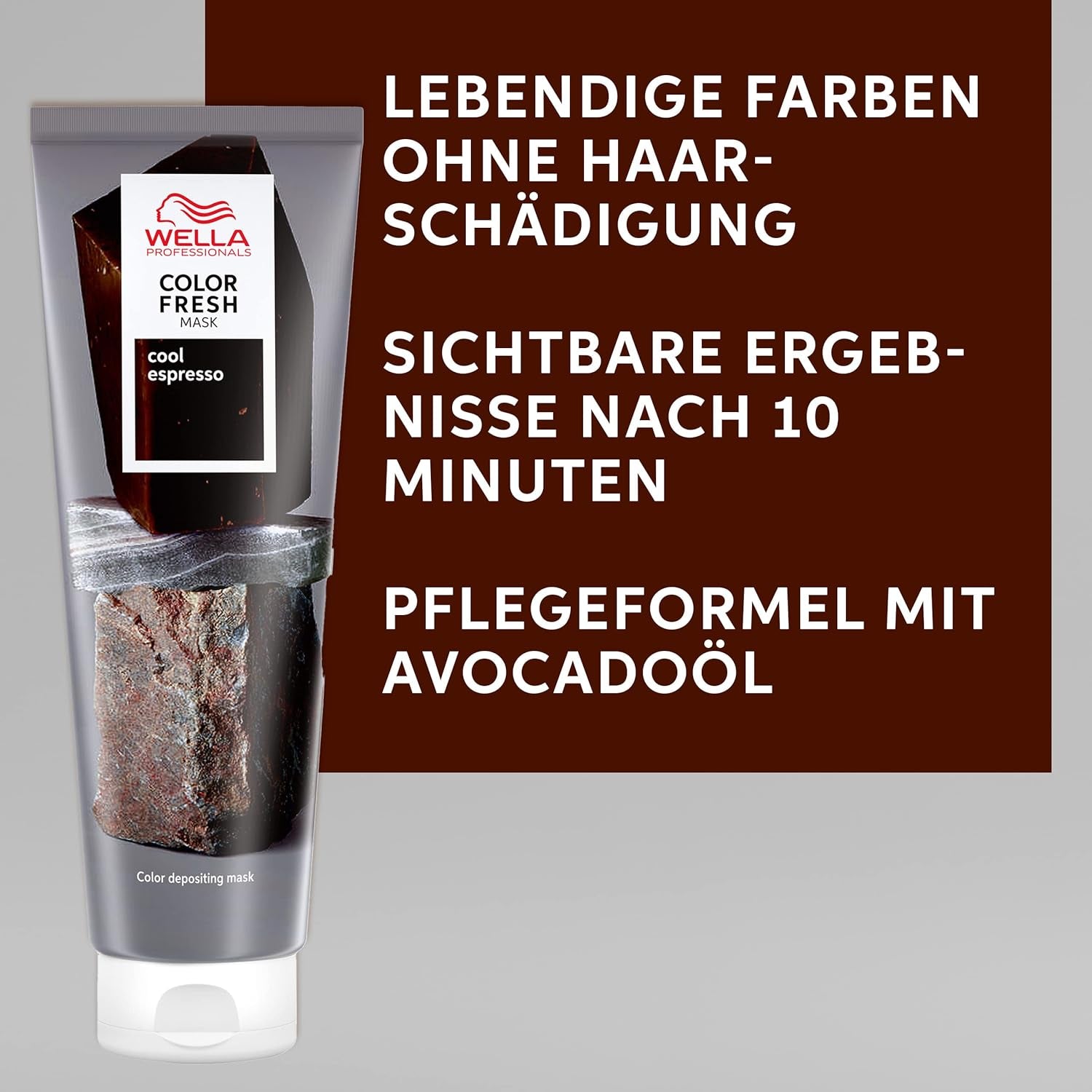 Wella Professionals Color Fresh Mask Cool Espresso - behandling for at genoplive og ændre hårfarve - nærende nuance med avocadoolie - til sort og sort hår - 150 ml Naty Shop Hair Mask