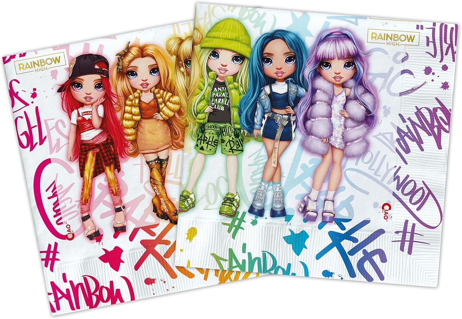 - Rainbow High komposterbare papirservietter (33 X 33 cm, dobbelt klud), 20 stykker, flerfarvet, 24070
