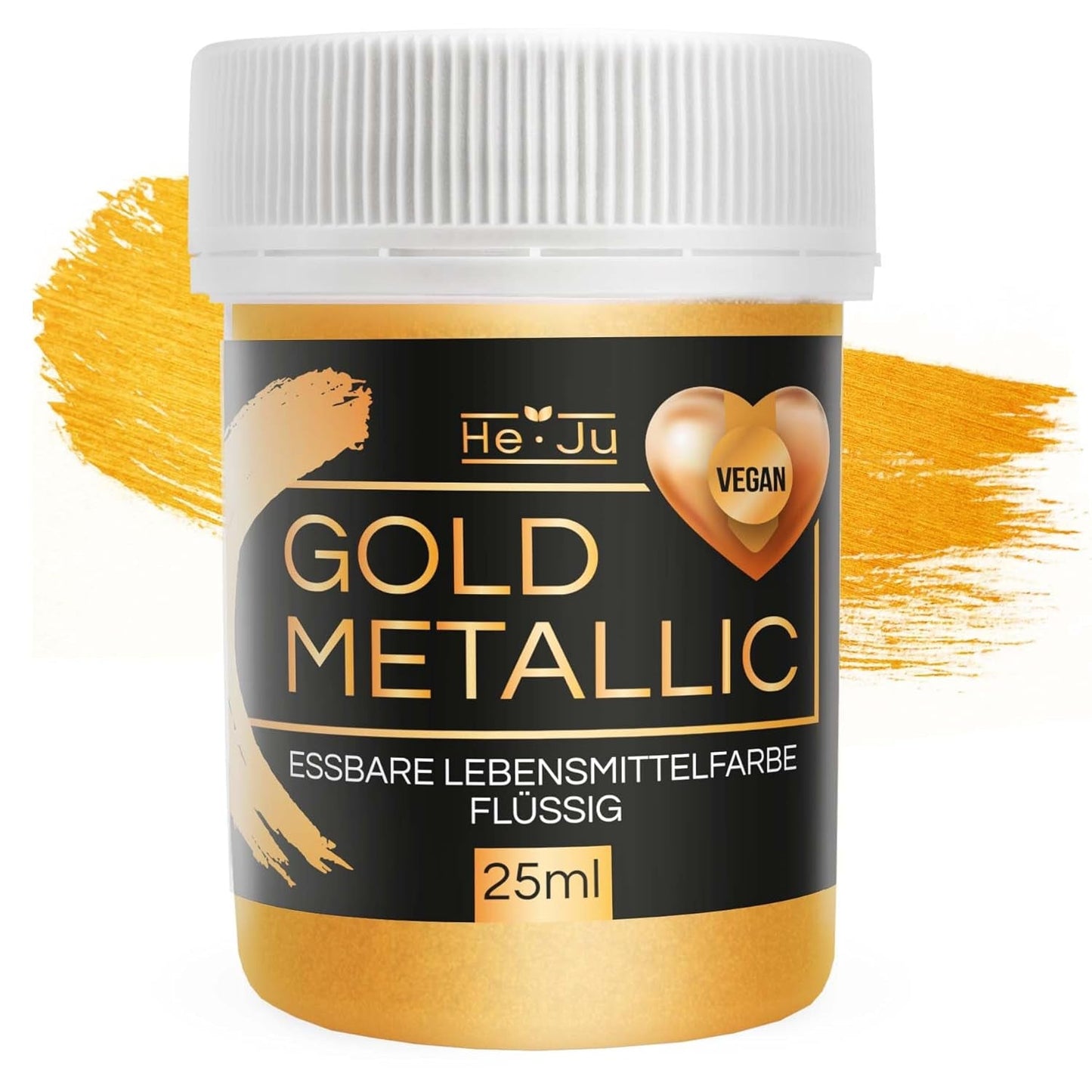 He-Ju Metallic Gold flydende madfarve 25 ml, spiselig glitter til drikkevarer og mad (Metallic Gold, 25 ml)